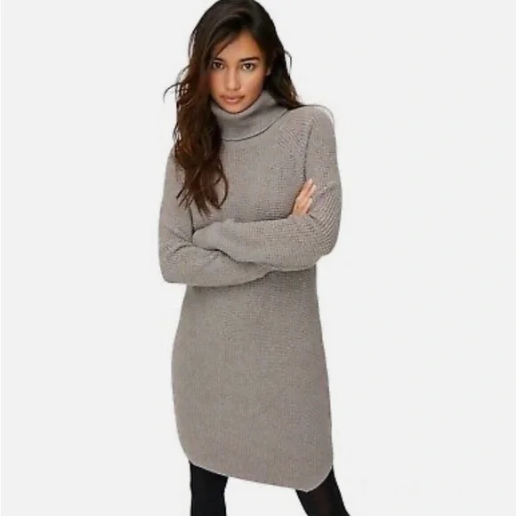 Aritzia Wilfred Free Light Gray Turtleneck Knit Casual Wool Sweater/Dress S - Picture 5 of 14